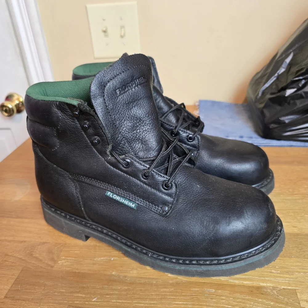 Florsheim FE675 Men’s Work Boot Black Leather ASTM Safety EH Toe Size 11EEE Wide